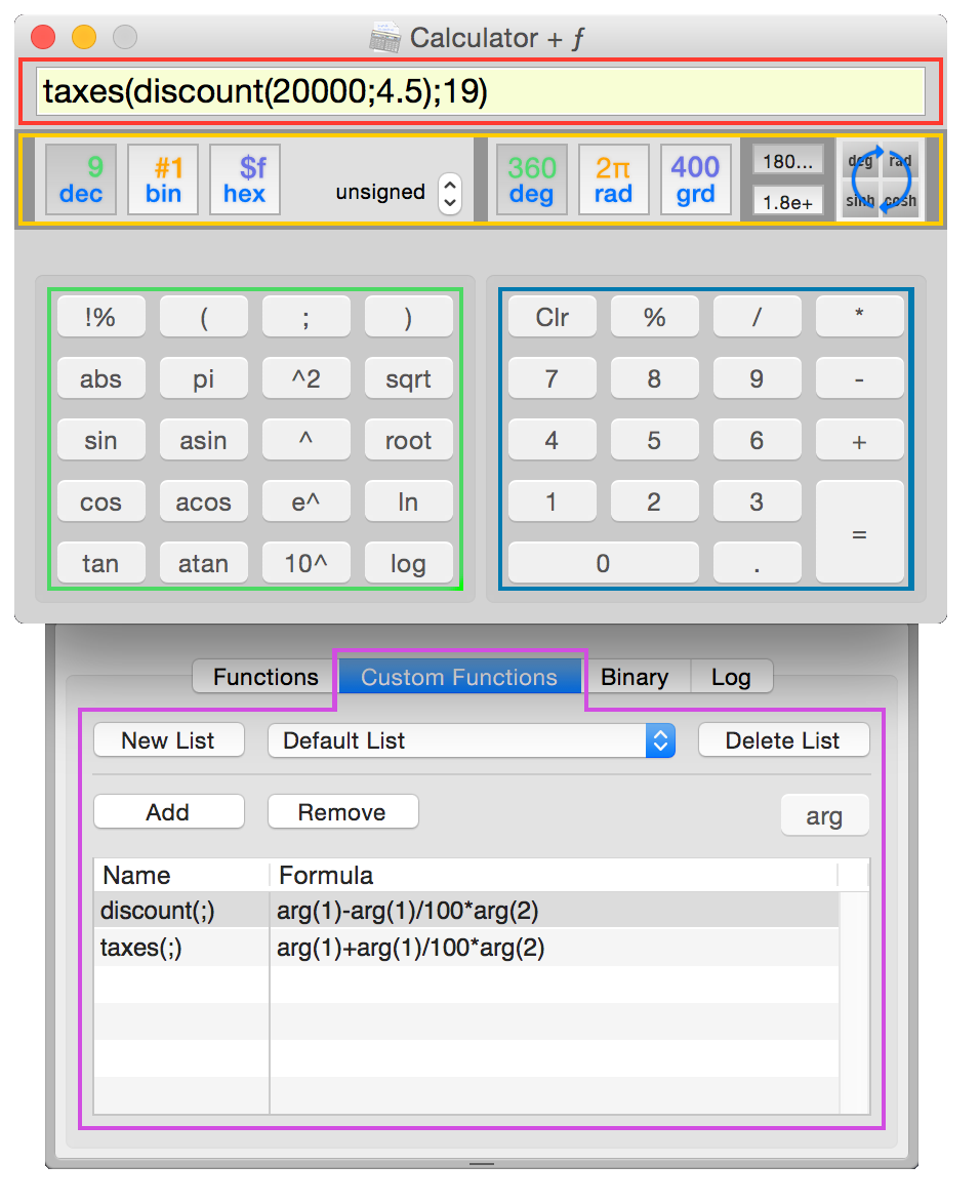 Calculator + ƒ - Functions